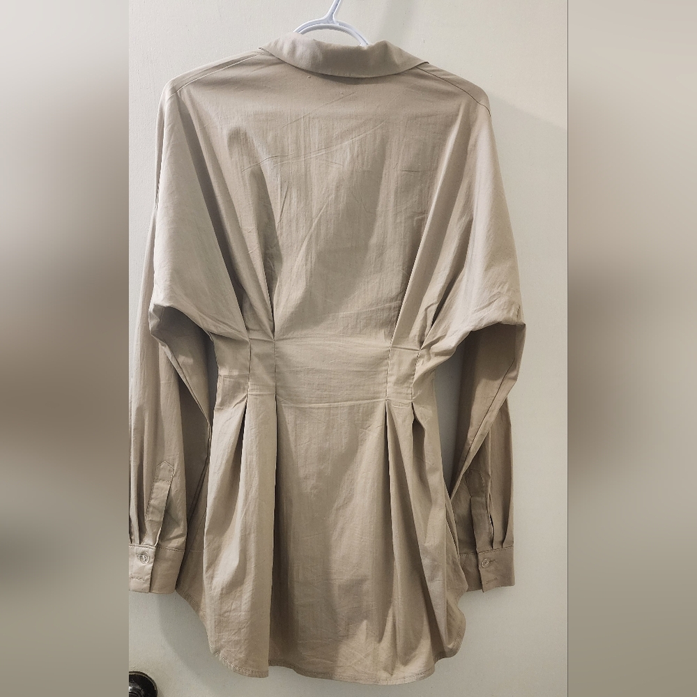 OW Collection Ella Shirt‎ Dress, Tan, Size Small. - Picture 8 of 11